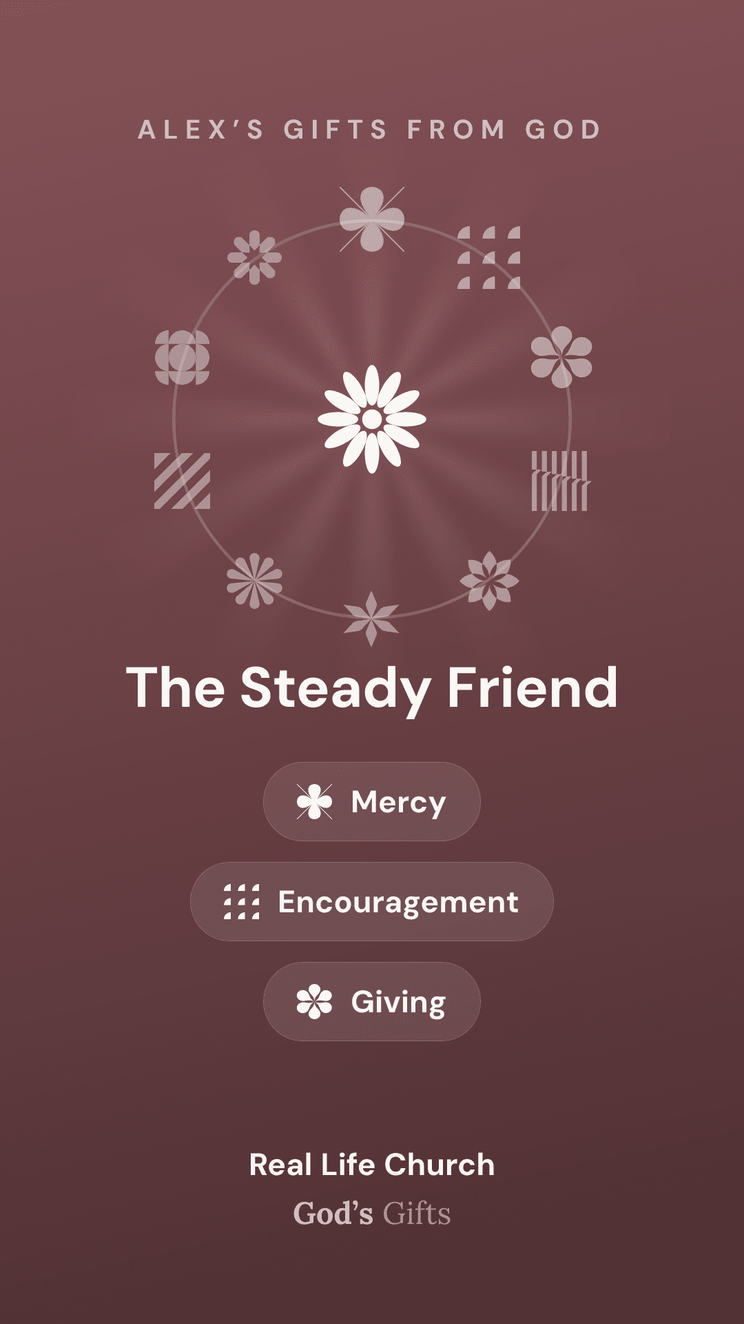 A God’s Gifts share card showing your gift fingerprint and archetype.